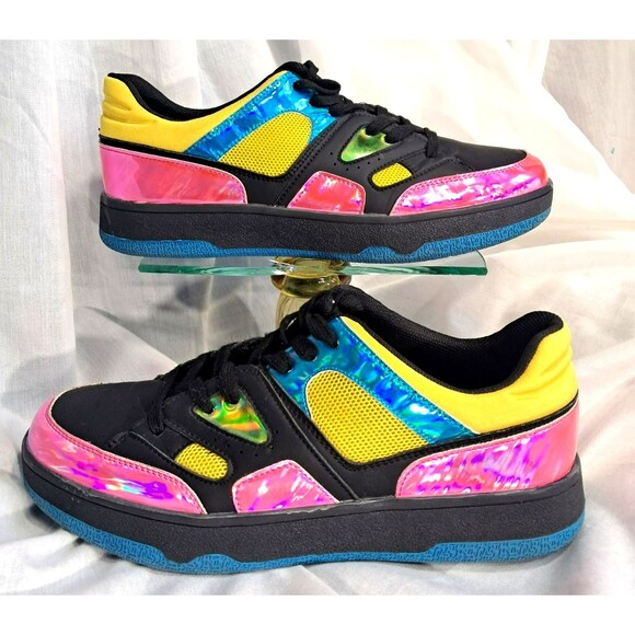 Cape Robbin Shoes - Cape Robbin Multi Color Lace Up Low Top Metallic Rainbow Sneaker Karis Size 9